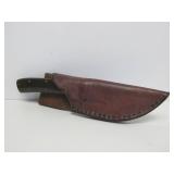 JB FUCHS Custom Made 8" Fixed Blade Hunting Knife #80-29 w/Leather Sheath