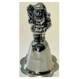 Silver Holiday Bell Set & Ornate Bowl, Angel, Santa & Reindeer Motifs