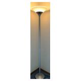 Twin-Head Floor Lamp Set - Satin Nickel Finish - White Bowl Shades (Lot of 2)