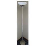 Twin-Head Floor Lamp Set - Satin Nickel Finish - White Bowl Shades (Lot of 2)