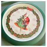 Christmas Decor Lot - Snowman Plush, Decorative Plate & Card Tin Set