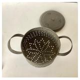 Antique Tin Colander and Wirework Basket