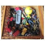 Basket with Hotwheels, action figur...