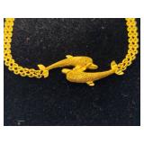 14K Yellow Gold Dolphin 7" Bracelet