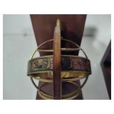 Pair of Brass & Wood Globe Style Book Ends
