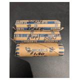 U.S. Nickels Coin Rolls (Lot of 3) - Paper-Wrapped "NICKELS"