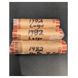 Lot Of 3 Rolls Of 1982 Penny