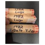 Lot Of 3 Rolls Of 1982 Penny