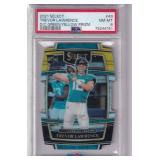 2021 Trevor Lawrence RC Die-Cut Green/Yellow Prizm PSA 8