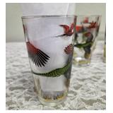 Eight Hazel-Atlas Glass Company Vintage Pheasant Glasses.