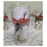 Hazel-Atlas Pitcher and 5 glasses.  Glassware is likely produced by the Hazel-Atlas Glass Company and  features the "Pheasants" pattern, produced roughly 1950