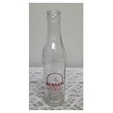 Vintage "Benson Quality Beverages" soda bottle featuring Applied Color Label (ACL) technology. Likely 1920S-1930S based on ACL style. BASED IN BENSON MINNESOTA (VERY COLLECTIBLE)