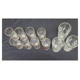 Eight Vintage Glasses from Homer Laughlin or Libbey and Three Vintage Water Glasses from Hazel Atlas