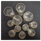 Seven  vintage Homer Laughlin Golden Wheat glasses.   Four vintage Homer Laughlin Golden Wheat tumblers.