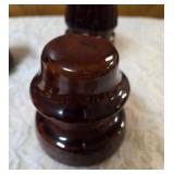 Five Vintage Brown porcelain/ceramic insulators used for telegraph or telephone lines.