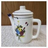 Vintage White Mid-Century Modern aesthetic Scandinavian -inspired folk art Coffee Pot