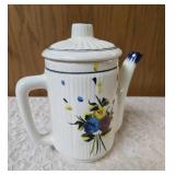Vintage White Mid-Century Modern aesthetic Scandinavian -inspired folk art Coffee Pot