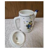 Vintage White Mid-Century Modern aesthetic Scandinavian -inspired folk art Coffee Pot