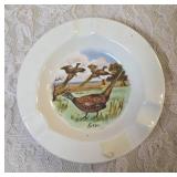 Three - Vintage ashtrays with Pheasants and Two- Pheasant Tiles.