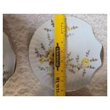 Four - vintage Japanese China snack sets featuring yellow roses with gray/brown foliate and gold gilded rims.
