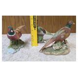 Three - Vintage Ceramic Ring Necked pheasant figurines most likely from the HOMCO company.
