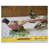 Three - Vintage Ceramic Ring Necked pheasant figurines most likely from the HOMCO company.