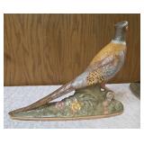 Vintage Ceramic Holland Mold pheasant figurine set featuring hand-painted male and female birds on a base. Popular during the 60s-70s.