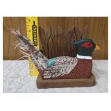 Wild-life themed baseball cap, Avon Pheasant Decanter, 3-D Wall Art Shadowbox featuring a pheasant in natural setting, Welcome Friends Wooden Plaque, Handcrafted Napkin or mail holder.