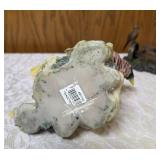 Three -Vintage Resin Figurines and 1 Pheasant on  Wagon Wheel Plate Holder.