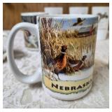 Seven misc. pheasant glassware/mugs.   Glasses are made of milk glass.  The rest are ceramic.