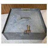 Vintage Metal Box with molded pulp egg trays for packing, storing and transporting eggs.