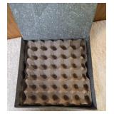 Vintage Metal Box with molded pulp egg trays for packing, storing and transporting eggs.