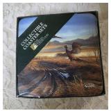 Terry Redland Collection:  2007 Miller Brewing  "Peaceful Evening" Collector Beer Stein 7" Tall.   Pheasant Coasters and  Tankard 5" Tall - "Peaceful Evening".