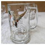 Five vintage glass coffee mugs featuring wildlife designs from the 60s-70s.  Often manufactured by Federal Glass Co.