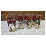 12 -Misc. Glass Sizes.  Glassware is likely produced by the Hazel-Atlas Glass Company and  features the "Pheasants" pattern, produced roughly 1950