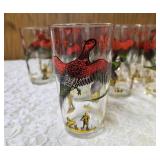 12 -Misc. Glass Sizes.  Glassware is likely produced by the Hazel-Atlas Glass Company and  features the "Pheasants" pattern, produced roughly 1950