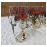 12 -Misc. Glass Sizes.  Glassware is likely produced by the Hazel-Atlas Glass Company and  features the "Pheasants" pattern, produced roughly 1950