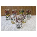 7 - Misc. Glass Sizes and Designs.  Glassware is likely produced by the Hazel-Atlas Glass Company and features the "Pheasants" pattern, produced roughly 1950