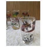 7 - Misc. Glass Sizes and Designs.  Glassware is likely produced by the Hazel-Atlas Glass Company and features the "Pheasants" pattern, produced roughly 1950