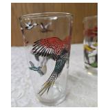 7 - Misc. Glass Sizes and Designs.  Glassware is likely produced by the Hazel-Atlas Glass Company and features the "Pheasants" pattern, produced roughly 1950