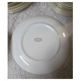 Complete -Place setting for fifteen, dinner plate,  salad plate, soup bowl, coffee plate. Set of "Homer Laughlin Golden Wheat" dinnerware, featuring 22k gold trim and a wheat stalk pattern.
