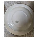 Complete -Place setting for fifteen, dinner plate,  salad plate, soup bowl, coffee plate. Set of "Homer Laughlin Golden Wheat" dinnerware, featuring 22k gold trim and a wheat stalk pattern.