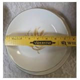 Complete -Place setting for fifteen, dinner plate,  salad plate, soup bowl, coffee plate. Set of "Homer Laughlin Golden Wheat" dinnerware, featuring 22k gold trim and a wheat stalk pattern.