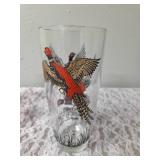 Hazel-Atlas Vintage Mid Century Glass Cocktail Shaker Drink Mixer and 6 Glasses set featuring the Pheasant Birds.