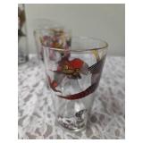 Hazel-Atlas Vintage Mid Century Glass Cocktail Shaker Drink Mixer and 6 Glasses set featuring the Pheasant Birds.