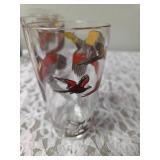 Hazel-Atlas Vintage Mid Century Glass Cocktail Shaker Drink Mixer and 6 Glasses set featuring the Pheasant Birds.