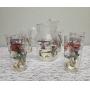 Hazel-Atlas Glass Company Pitcher and 6 Glasses. These glasses feature the "Pheasants" pattern, produced roughly 1950's.