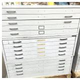 MSRP $12,000 – (3) Mayline/Safco Flat File Storage System, 15 Drawer Oversize Blueprint Map Cabinet Set, Heavy Duty Steel Drafting Files For Engineers Print Shops - See Pics For Exterior Condition *