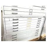 MSRP $12,000 – (3) Mayline/Safco Flat File Storage System, 15 Drawer Oversize Blueprint Map Cabinet Set, Heavy Duty Steel Drafting Files For Engineers Print Shops - See Pics For Exterior Condition *