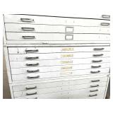 MSRP $12,000 – (3) Mayline/Safco Flat File Storage System, 15 Drawer Oversize Blueprint Map Cabinet Set, Heavy Duty Steel Drafting Files For Engineers Print Shops - See Pics For Exterior Condition *